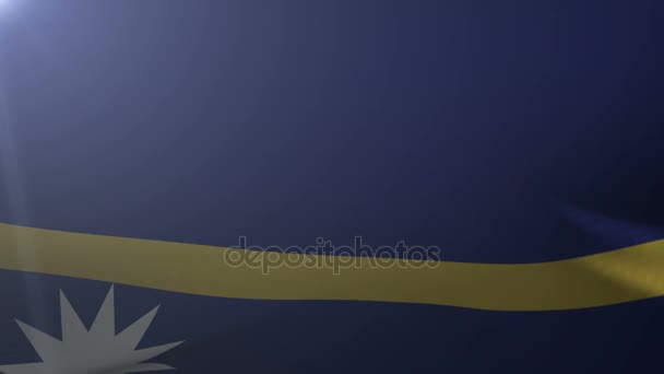 Bandera de Nauru ondeando sobre asta de la bandera en el viento, símbolo nacional de la libertad — Vídeos de Stock