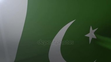 Bayrak bayrak direğine rüzgarda, özgürlük'ın ulusal sembolü olarak Pakistan sallayarak