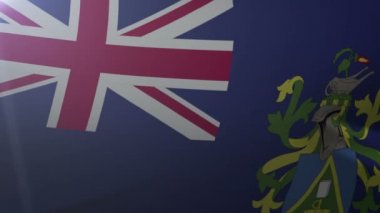 Pitcairn Adaları üzerinde bayrak direğine Rüzgar, özgürlük'ın ulusal sembolü sallayarak bayrak