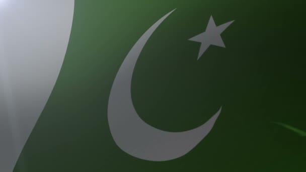 Flag of Pakistan waving on flagpole in the wind, national symbol of freedom Stock Footage