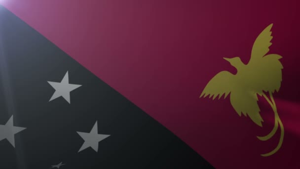 巴布亚新几内亚挥舞着在风中，自由的国家象征的旗杆上的旗帜 — 图库视频影像