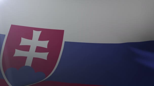 Σημαία της Σλοβακίας κυματίζει στο κοντάρι σημαίας στον άνεμο, εθνικό σύμβολο της ελευθερίας — Αρχείο Βίντεο