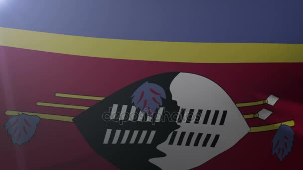 Flag of Swaziland waving on flagpole in the wind, national symbol of freedom — Stock Video