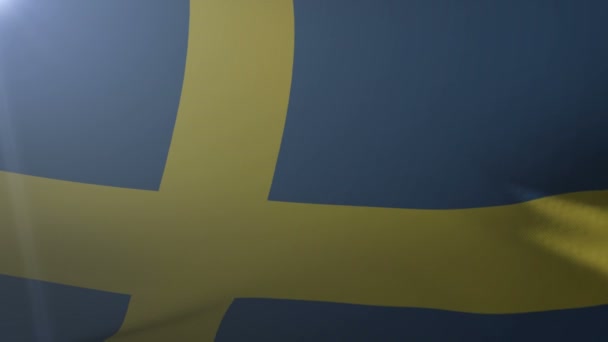 Bandera de Suecia ondeando sobre asta de la bandera en el viento, símbolo nacional de la libertad — Vídeos de Stock