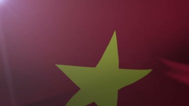 Bayrak bayrak direğine rüzgarda, özgürlük'ın ulusal sembolü olarak Vietnam sallayarak