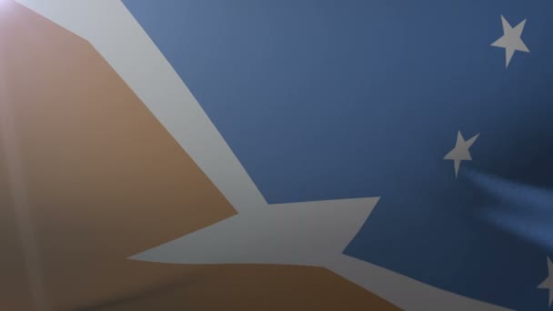 Bandeira de Tierra del Fuego acenando no mastro de bandeira no vento, símbolo nacional da liberdade — Vídeo de Stock