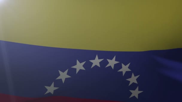 Bandeira da Venezuela acenando no mastro do vento, símbolo nacional da liberdade — Vídeo de Stock