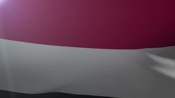 Vlajka Jemenu mávat na stožáru ve větru, národní symbol svobody — Stock video