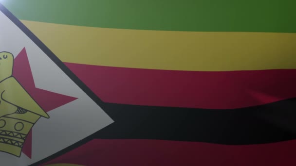 Drapeau du Zimbabwe agitant son drapeau dans le vent, symbole national de liberté — Video