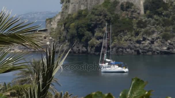 Barcos de placer flotando en la superficie del agua tranquila, el mejor resort para el descanso de verano — Vídeos de Stock