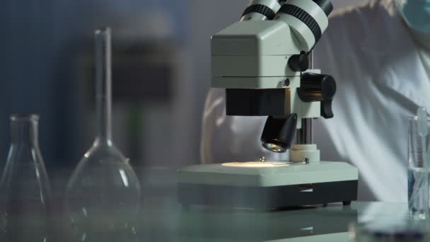 Medisch wetenschapper doen van lab experimenten, proberen te kweken van nieuwe soorten bacteriën — Stockvideo