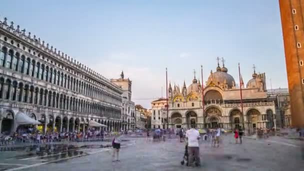 Saint Mark basilikan i Venedig, miljontals turister resa till Italien, hyperlapse — Stockvideo