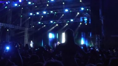 Heyecanlı izleyici aktif en sevdiğin grup konserde, ilave slowmotion parti
