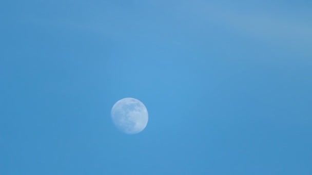 View from orbital station of unusual natural phenomenon as full moon in daytime — Stock Video