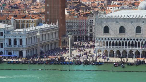 Människor som njuter stadsrundtur i Venedig, sightseeing syn på Markusplatsen kvadrat, — Stockvideo