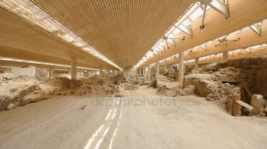 Antik şehir, Akrotiri Santorini, Yunanistan altında kazı volkanik kül üzerinden