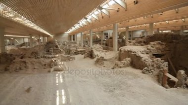 Akrotiri Santorini üzerinde kazı sitede yerleşim yapıların kalıntıları