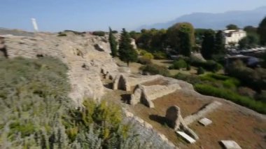 Pompeii City'deki, Naples, İtalya sırayla gösterilen binalar korunmuş kalıntıları