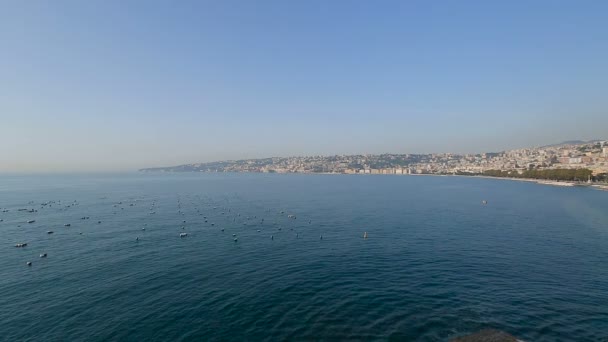 ナポリの海岸および内陸海、風景のパノラマ — ストック動画
