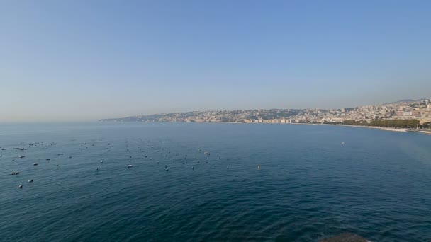 Panorama mozzafiato di Napoli mare e Mediterraneo, paesaggio — Video Stock