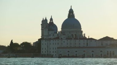 Santa Maria della Salute Bazilikası Venedik görünüm çarpıcı günbatımı Zamanı