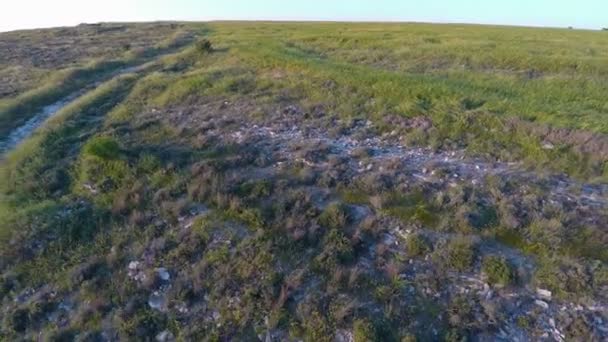 Aerial view to beautiful Cyprus hills covered with remains of natural substance — Stock Video