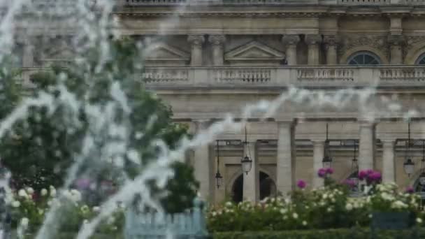 Beautiful view of splashing fountain and Luxembourg Palace, attractions in Paris