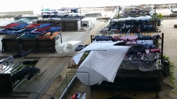 Remplissage de linge propre avec fraîcheur vieux et sale quartier résidentiel de Naples — Video