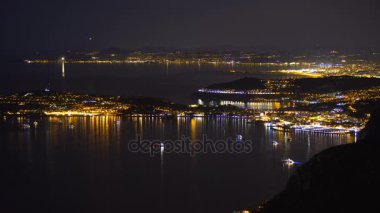 Gece Monaco, lüks resort zengin turistler, pahalı gayrimenkul için Üstten Görünüm