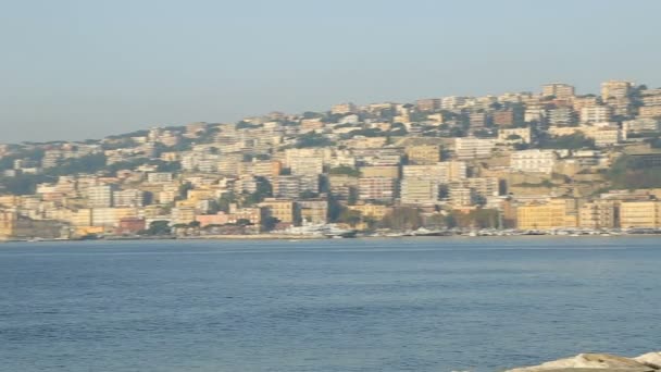 Körfez ve Napoli, güzel manzara, sıra mimarisini Panoraması — Stok video