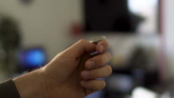 Man's hand flipping a coin, fortune and risk, decision of great moment, chance — Stock Video