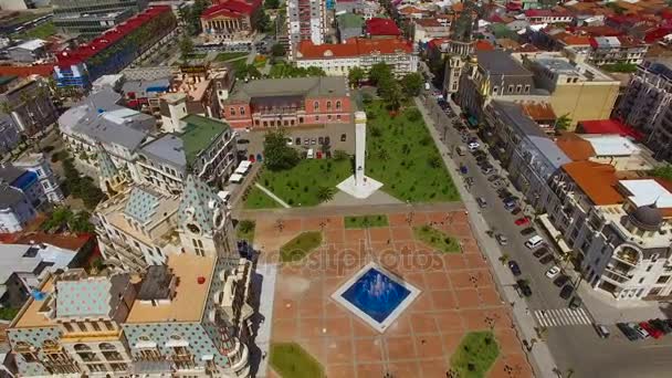 Europe Square i Batumi, Georgien sedd från ovan, vacker sommar resort — Stockvideo