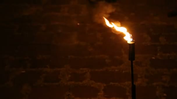 Arme Bauernfamilie tanzt fröhlich und feiert das Fest des Feuers, Mittelalter — Stockvideo