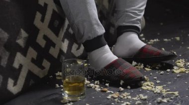 İğrenç pis Oda, obez adam çöp, gıda bağımlılığı ve kilolu sorunları