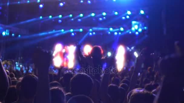 Crowd cantando nome bandas de música em euforia e cantando suas músicas em concerto — Vídeo de Stock