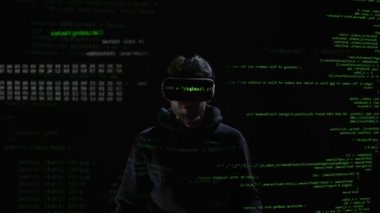 Şaşırmış adam alarak sanal gerçeklik kulaklık, modern teknoloji, yenilik