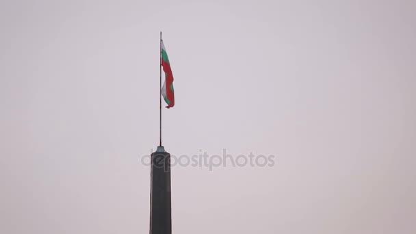 Drapeau bulgare flottant dans le vent contre le ciel gris, l'indépendance et l'Etat — Video