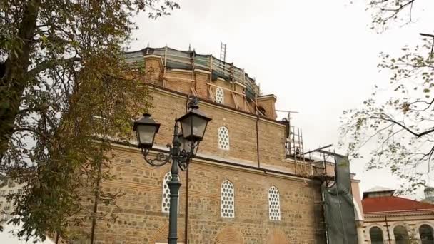 Wederopbouw van de Banya Bashi Moskee in Sofia, behoud van culturele gezicht — Stockvideo