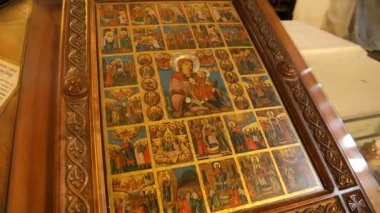 Sofia, Bulgaristan - Eylül 2014 yaklaşık: Dini sanat. Kilise, Yahudi yıldızı ve motifler, Kutsal içinde kutsal kitaptan sahneleri görüntüleri