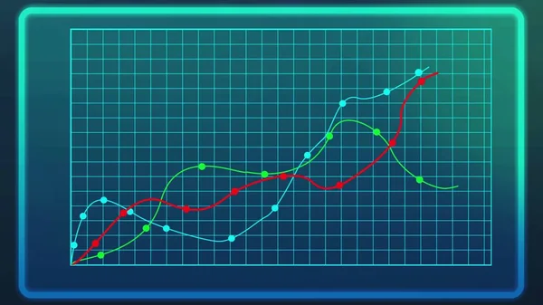 Krzywe pokazujące wzrostu przemysłowego na wykres liniowy, wykres danych komputera, statystyki — Zdjęcie stockowe