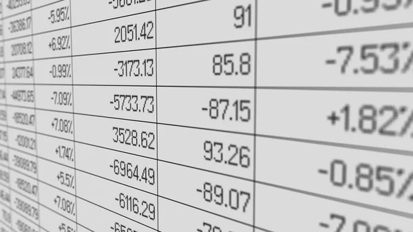 Dívida pública apresentada em estatísticas financeiras folha de cálculo, crise económica — Fotografia de Stock