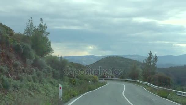 Vue Travers Pare Brise Voiture Prenant Des Virages Serrés Dangereux — Video