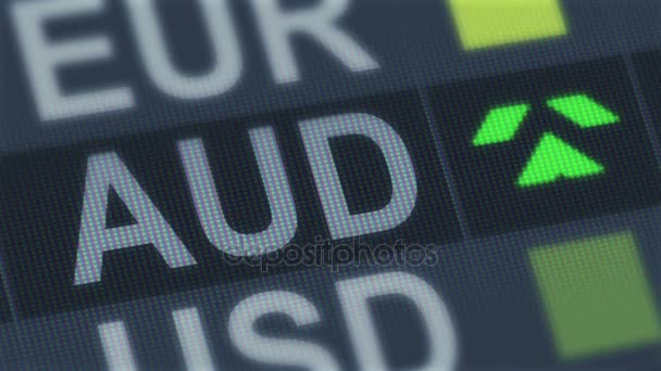 Hausse du dollar australien, baisse. Marché mondial des changes. Taux de change fluctuant — Video