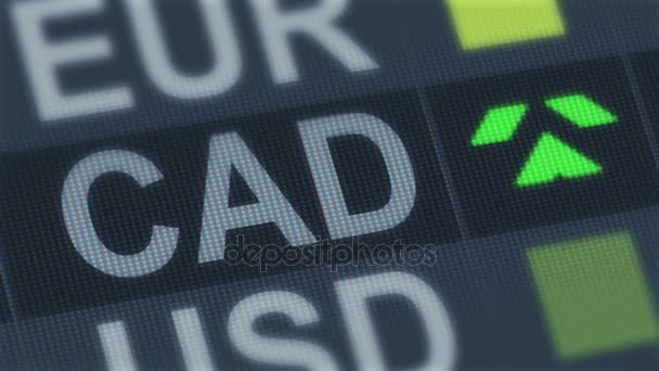 Canadese dollar stijging, daling. Uitwisseling van de wereldmarkt. Munt tarief schommelt — Stockvideo