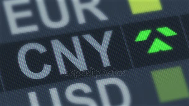 Chinese yuan rising, falling. World exchange market. Currency rate fluctuating — Stock Video