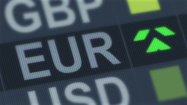 Euro EU stoupá, klesá. Devizový trh světový. Měny rychlost kolísá — Stock video