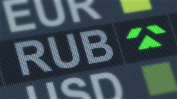 Российский рубль растет, падает. Мировой валютный рынок. Колебание валютного курса — стоковое видео