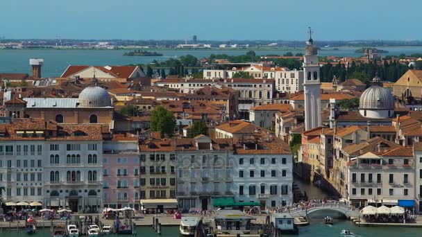 Широкая панорама древней архитектуры Венеции, туризма и достопримечательностей, Италия — стоковое видео