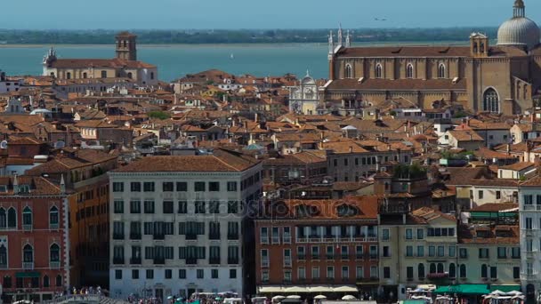 Turistattraktioner och gammal arkitektur i Venedig, panoramautsikt, turism — Stockvideo