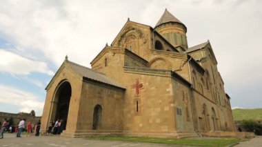 Tiflis, Gürcistan - Mayıs 2017 yaklaşık: Turist şehir. Yaşayan ayağı Mtsheta, Georgia, güzel mimari olarak Katedrali